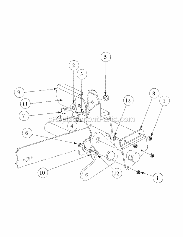Foot Pedal Deck Lift Assembly Diagram and Parts List for M48-KW 53CB5DAV750 Cub Cadet Sprayer